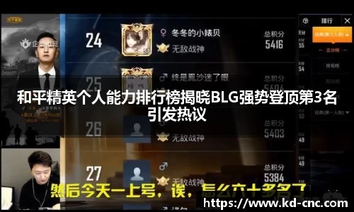 和平精英个人能力排行榜揭晓BLG强势登顶第3名引发热议